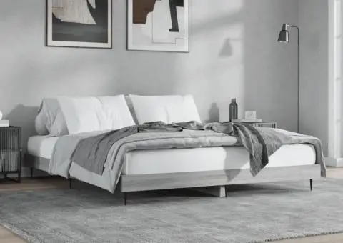Cadru de pat, gri sonoma, 140x200 cm, lemn prelucrat - 4/5