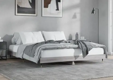 Cadru de pat, gri sonoma, 200x200 cm, lemn prelucrat - 1/5
