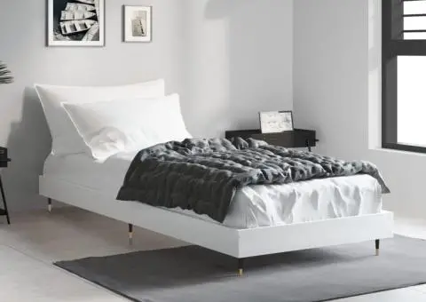 Cadru de pat, alb, 75x190 cm, lemn prelucrat - 3/5