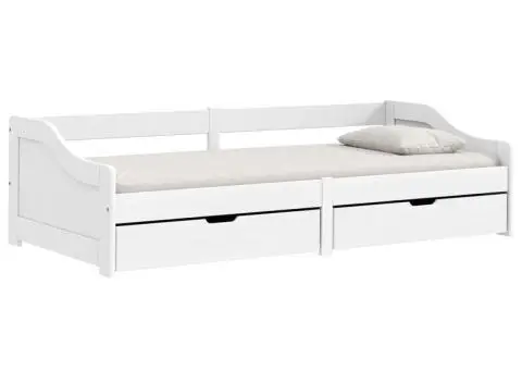 Pat de zi cu 2 sertare "IRUN", alb, 90x200 cm, lemn masiv pin - 2/5