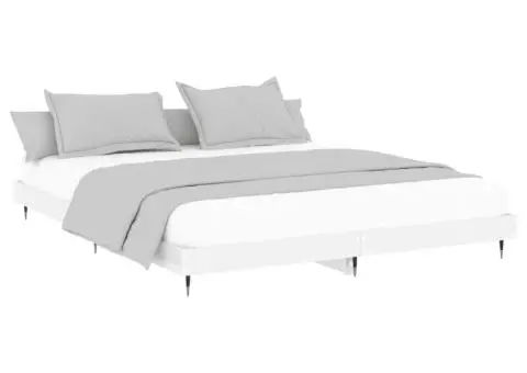 Cadru de pat, alb extralucios, 140x200 cm, lemn prelucrat - 4/5