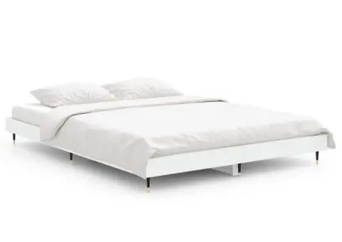 Cadru de pat, alb ,135x190 cm, lemn prelucrat - 2/5