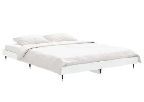 Cadru de pat, alb ,135x190 cm, lemn prelucrat - 4/5