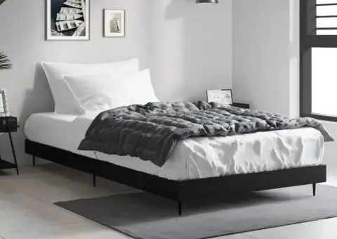 Cadru de pat, negru, 90x190 cm, lemn prelucrat - 1/5