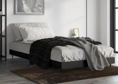 Cadru de pat, negru, 90x190 cm, lemn prelucrat - 4/5