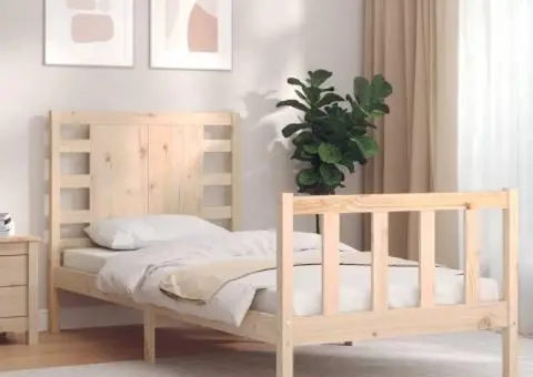 Cadru de pat fără saltea, 90x200 cm, lemn masiv pin - 1/5