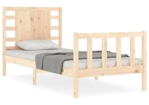 Cadru de pat fără saltea, 90x200 cm, lemn masiv pin - 2/5