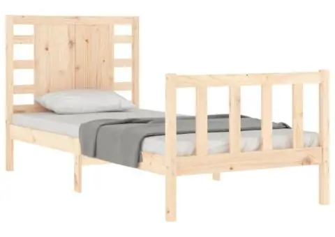 Cadru de pat fără saltea, 90x200 cm, lemn masiv pin - 4/5