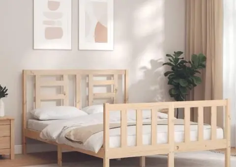 Cadru de pat fără saltea, 140x200 cm, lemn masiv pin - 1/5