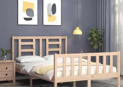 Cadru de pat fără saltea, 140x200 cm, lemn masiv pin - 4/5