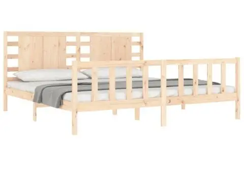 Cadru de pat fără saltea, 200x200 cm, lemn masiv pin - 3/5