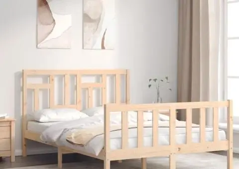 Cadru de pat fără saltea, 140x190 cm, lemn masiv de pin - 1/5