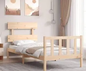 vidaXL Cadru de pat cu tăblie single mic, lemn masiv