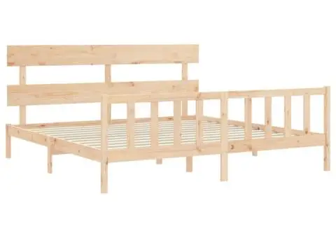 Cadru de pat cu tăblie Super King Size, lemn masiv - 5/5