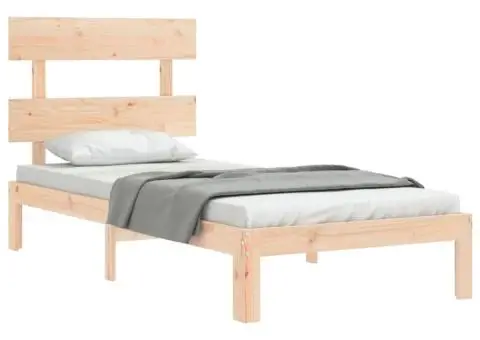 Cadru de pat fără saltea, 90x200 cm, lemn masiv pin - 4/5