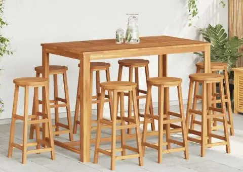 Taburete de bar, 8 buc., lemn masiv de acacia - 1/5