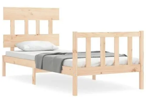 Cadru de pat cu tăblie single, lemn masiv - 2/5