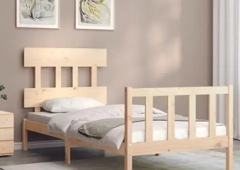 Cadru de pat cu tăblie single, lemn masiv - 4/5