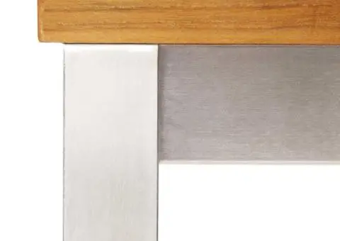 Scaune de bar, 2 buc., lemn masiv de tec și oțel inoxidabil - 5/5