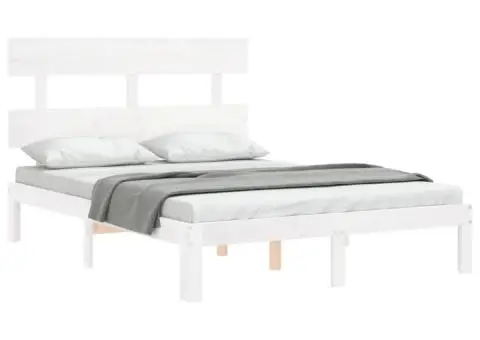 Cadru de pat cu tăblie dublu mic, lemn masiv - 4/5