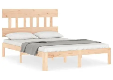 Cadru de pat fără saltea, 140x200 cm, lemn masiv pin - 2/5