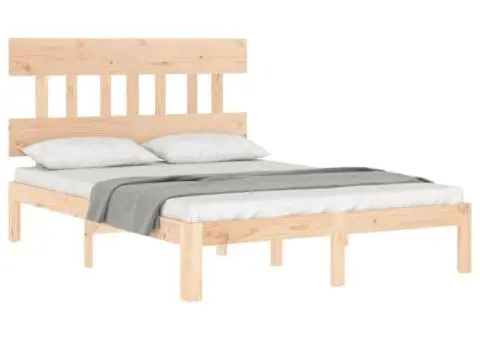 Cadru de pat fără saltea, 140x200 cm, lemn masiv pin - 4/5
