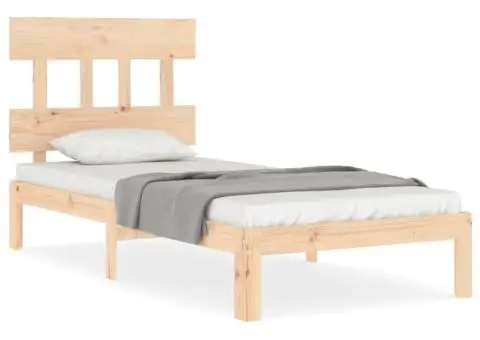 Cadru de pat cu tăblie single, lemn masiv - 2/5