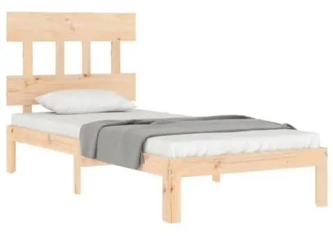 Cadru de pat cu tăblie single, lemn masiv - 4/5