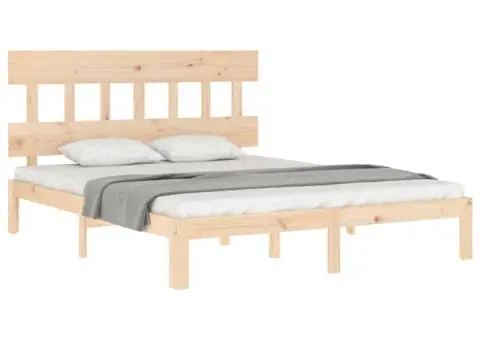 Cadru de pat fără saltea, 160x200 cm, lemn masiv pin - 4/5