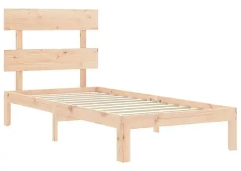 Cadru de pat cu tăblie single mic, lemn masiv - 5/5