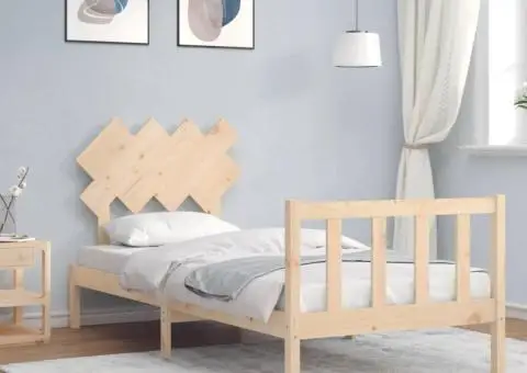 Cadru de pat fără saltea, 90x200 cm, lemn masiv pin - 1/5