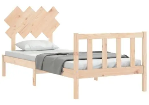 Cadru de pat fără saltea, 90x200 cm, lemn masiv pin - 4/5