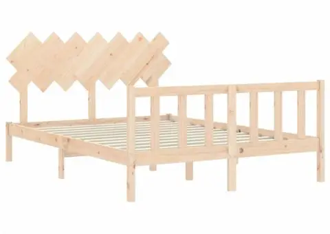 Cadru de pat fără saltea, 140x200 cm, lemn masiv pin - 5/5