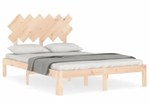 Cadru de pat cu tăblie, dublu, lemn masiv - 2/5