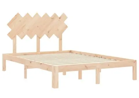 Cadru de pat cu tăblie, dublu, lemn masiv - 5/5