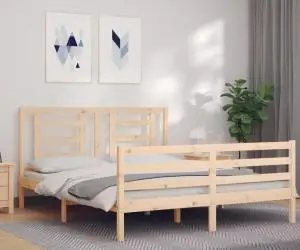 vidaXL Cadru de pat cu tăblie, 160x200 cm, lemn masiv