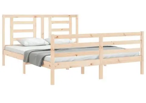 Cadru de pat cu tăblie, 160x200 cm, lemn masiv - 4/5