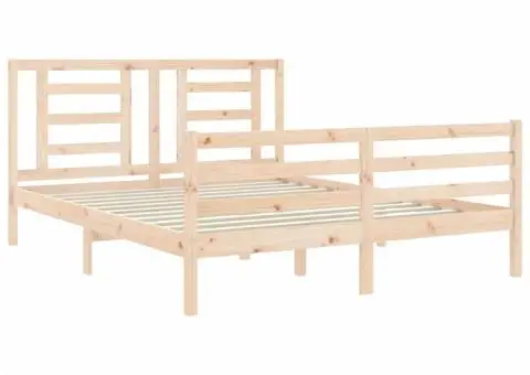 Cadru de pat cu tăblie, 160x200 cm, lemn masiv - 5/5