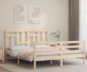 vidaXL Cadru de pat cu tăblie, 160x200 cm, lemn masiv