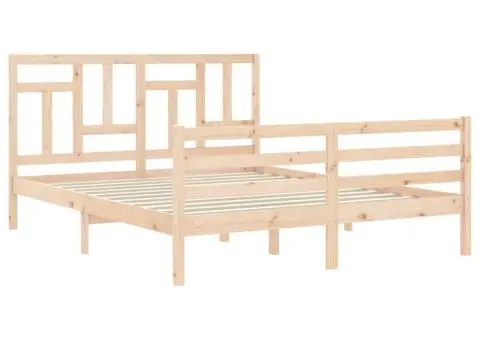 Cadru de pat cu tăblie, 160x200 cm, lemn masiv - 5/5