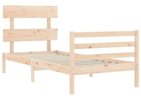 Cadru de pat cu tăblie single mic, lemn masiv - 5/5