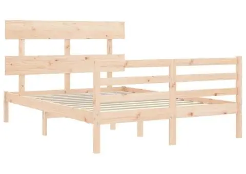 Cadru de pat cu tăblie, 140x200 cm, lemn masiv - 5/5