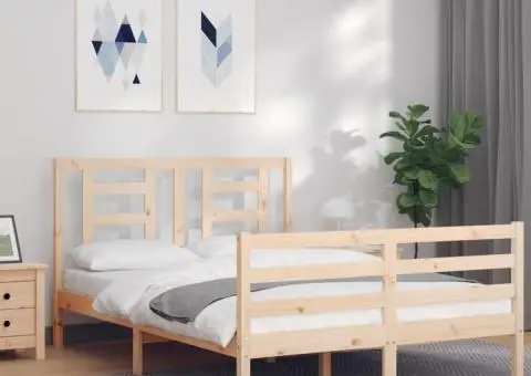 Cadru de pat cu tăblie, 120x200 cm, lemn masiv - 3/5