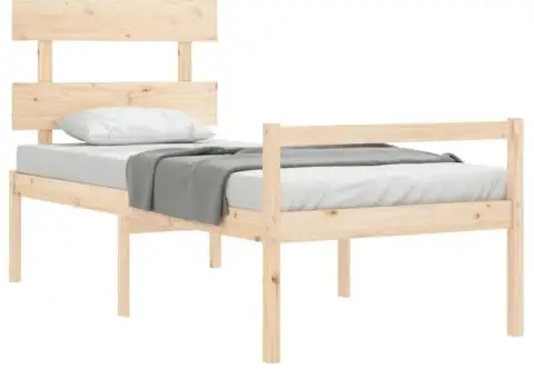 Cadru de pat senior cu tăblie, 90x200 cm, lemn masiv - 4/5