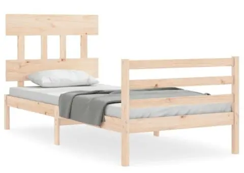 Cadru de pat cu tăblie single, lemn masiv - 2/5