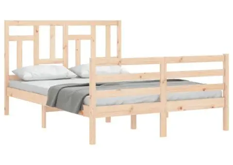 Cadru de pat cu tăblie, dublu mic, lemn masiv - 5/5