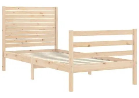 Cadru de pat cu tăblie single mic, lemn masiv - 5/5