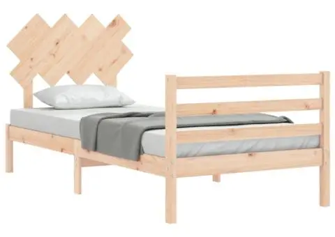 Cadru de pat cu tăblie, 90x200 cm, lemn masiv - 4/5