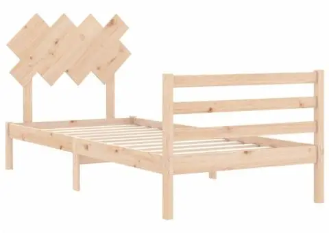 Cadru de pat cu tăblie, 90x200 cm, lemn masiv - 5/5