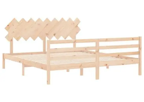 Cadru de pat cu tăblie Super King Size, lemn masiv - 5/5